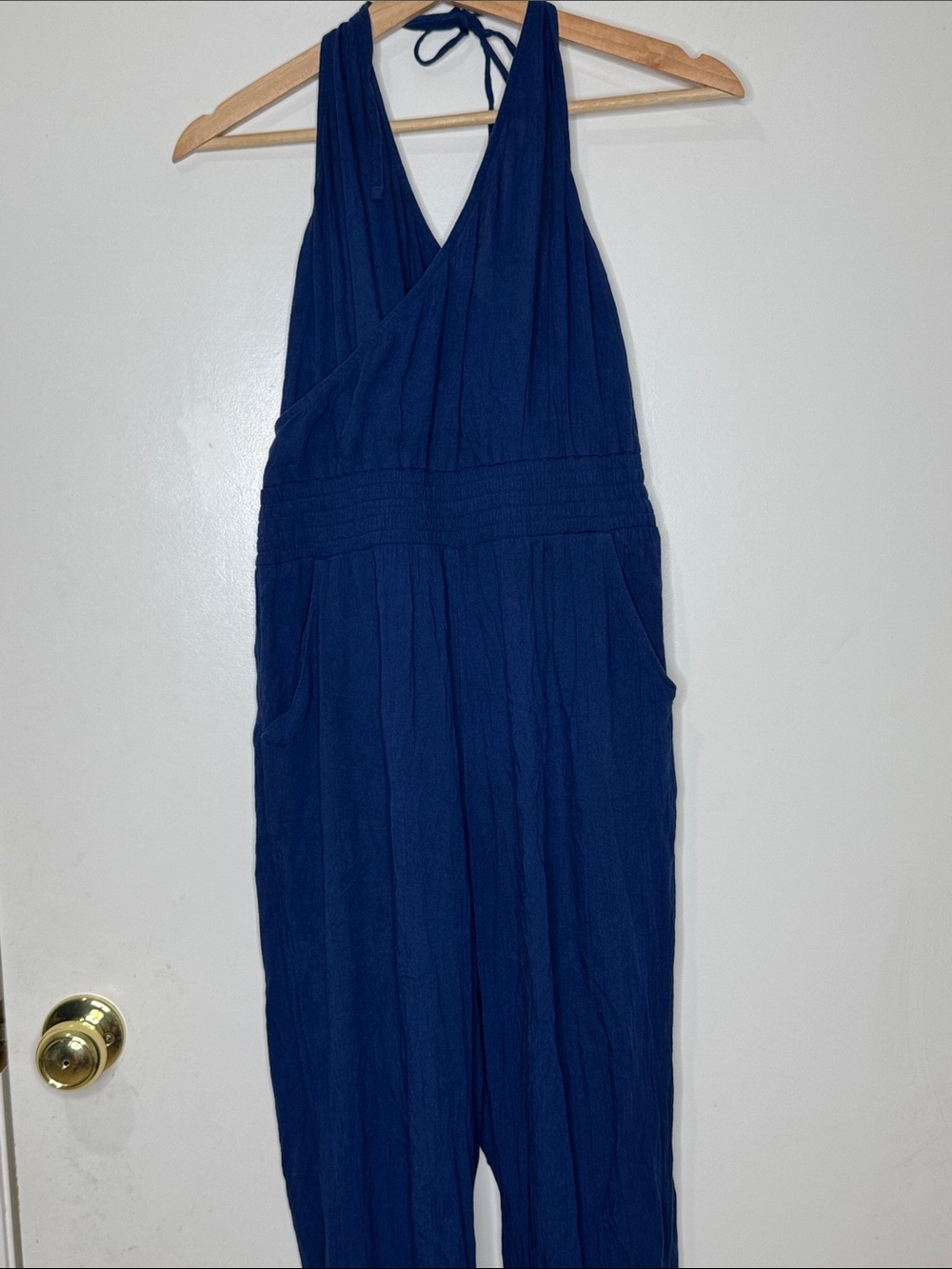 Prana Navy Blue V-Neck Jumpsuit with Pockets